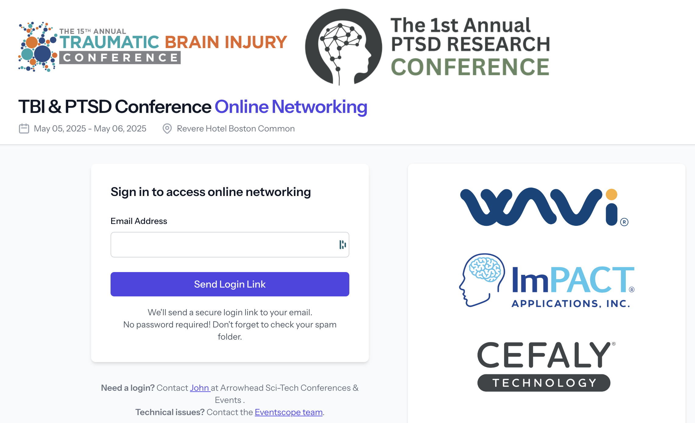 Conference Login Screen